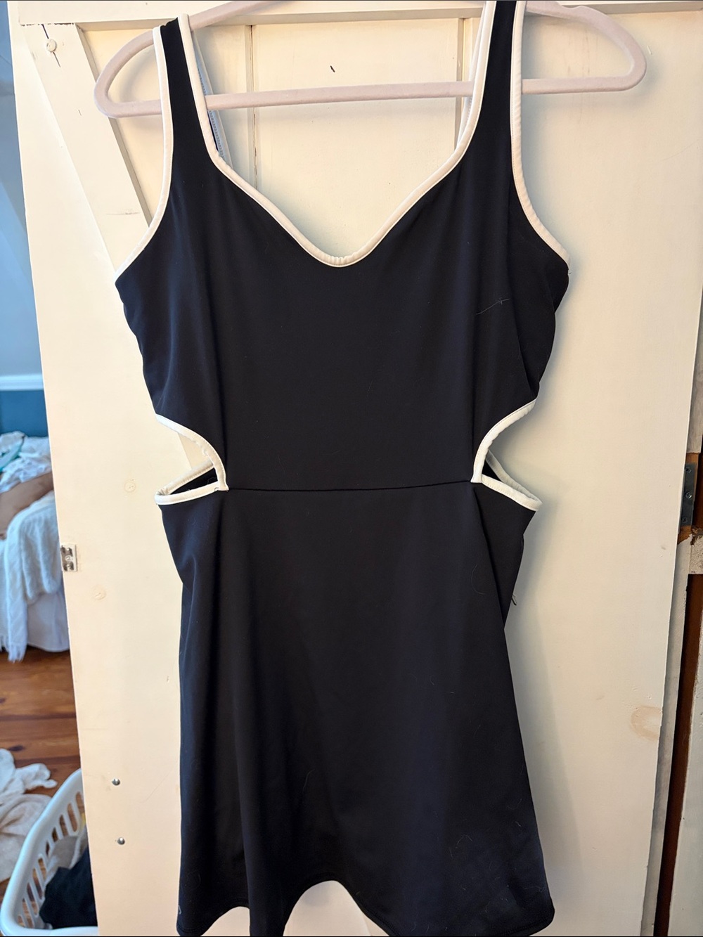 Old Navy Black Skater Dress with White Trim